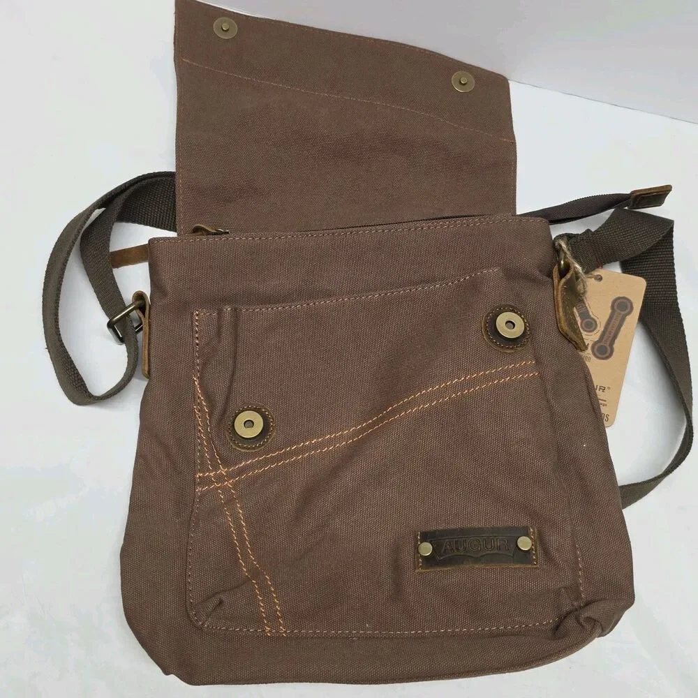 AUGUR Messenger Bag Vintage Look Canvas Shoulder Bag Crossbody Purse 9088 NWT